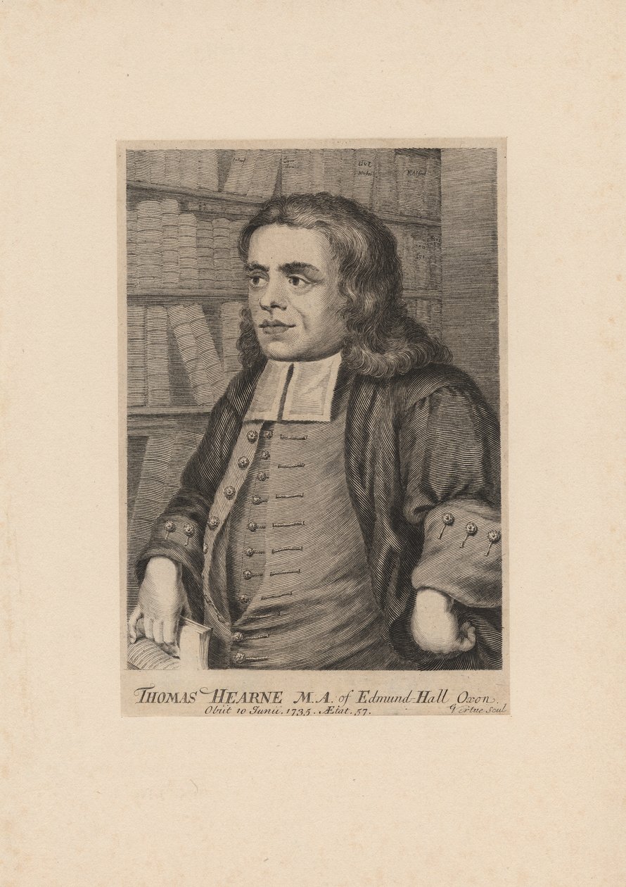 Thomas Hearne, gravado por George Vertue (1683-1756), c.1735 de Peter Tillemans
