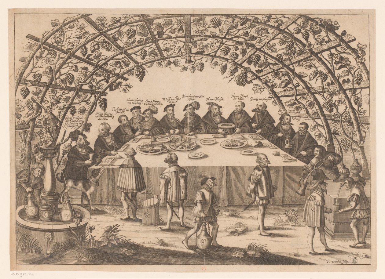 Banquete com os envolvidos na Aliança Schmalkaldic de Peter Troschel