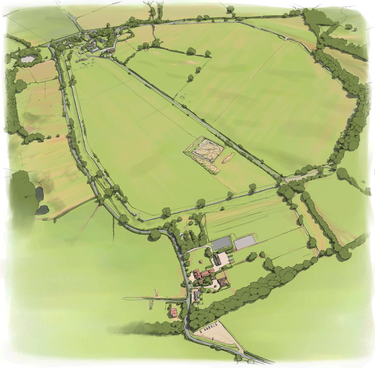 Vista aérea de Silchester Roman City Walls do noroeste, c2010. de Peter Urmston