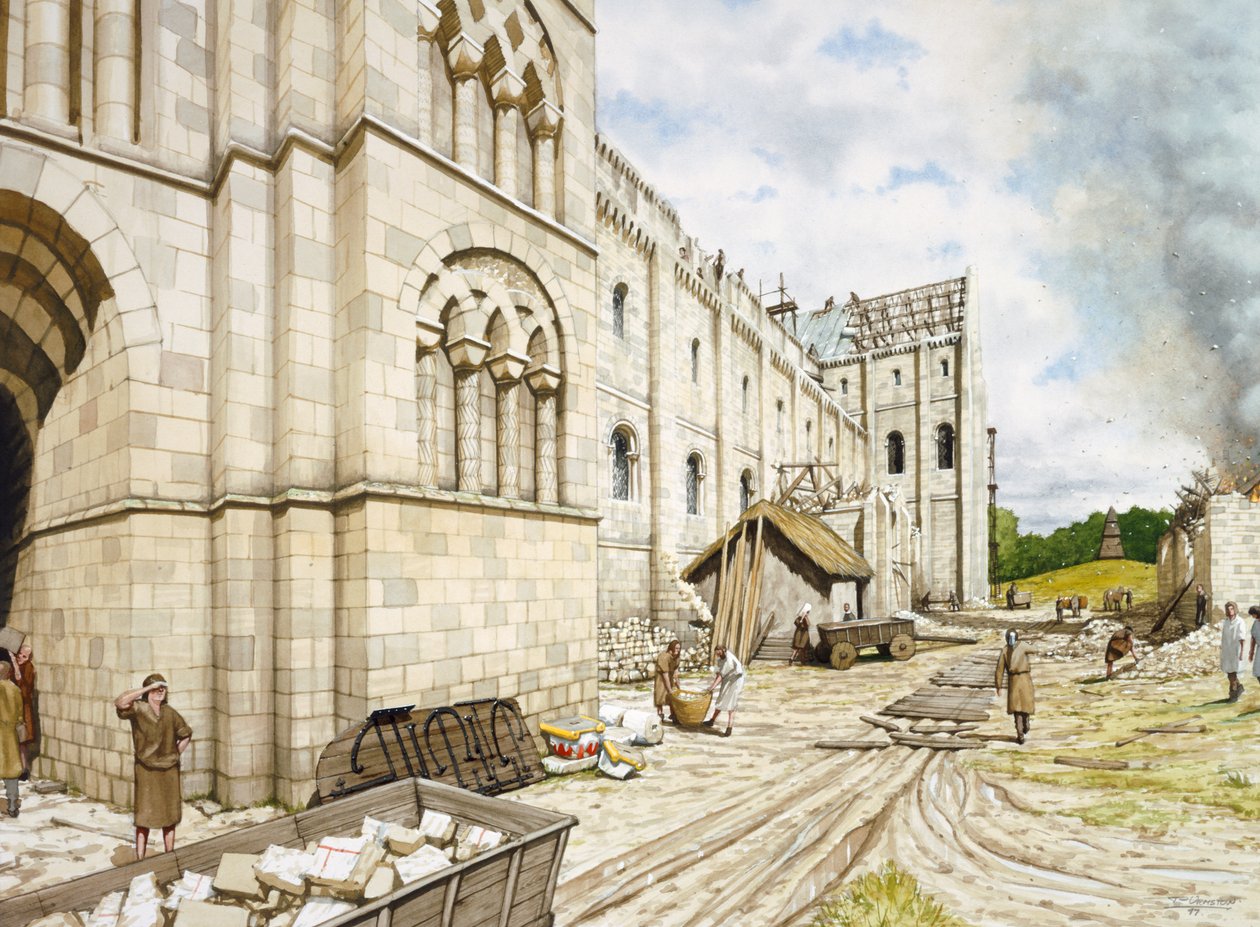 Abadia de Santo Agostinho durante a construção, século XI, c1990-2010 de Peter Urmston