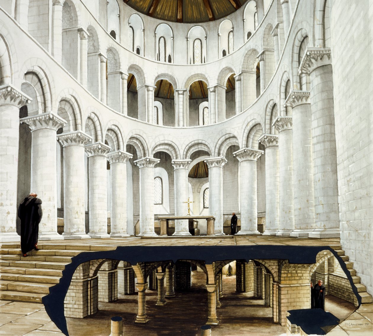 O presbitério e a cripta da Abadia de Santo Agostinho, século XII, c1990-2010 de Peter Urmston