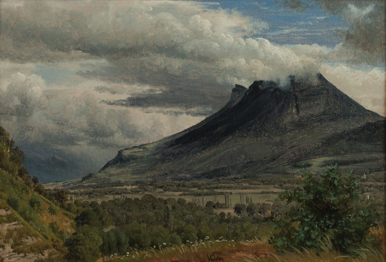 O maciço do Granier, vista do Cluse de Chambéry 1850 Óleo sobre papel de Peter Vilhelm Carl Kyhn