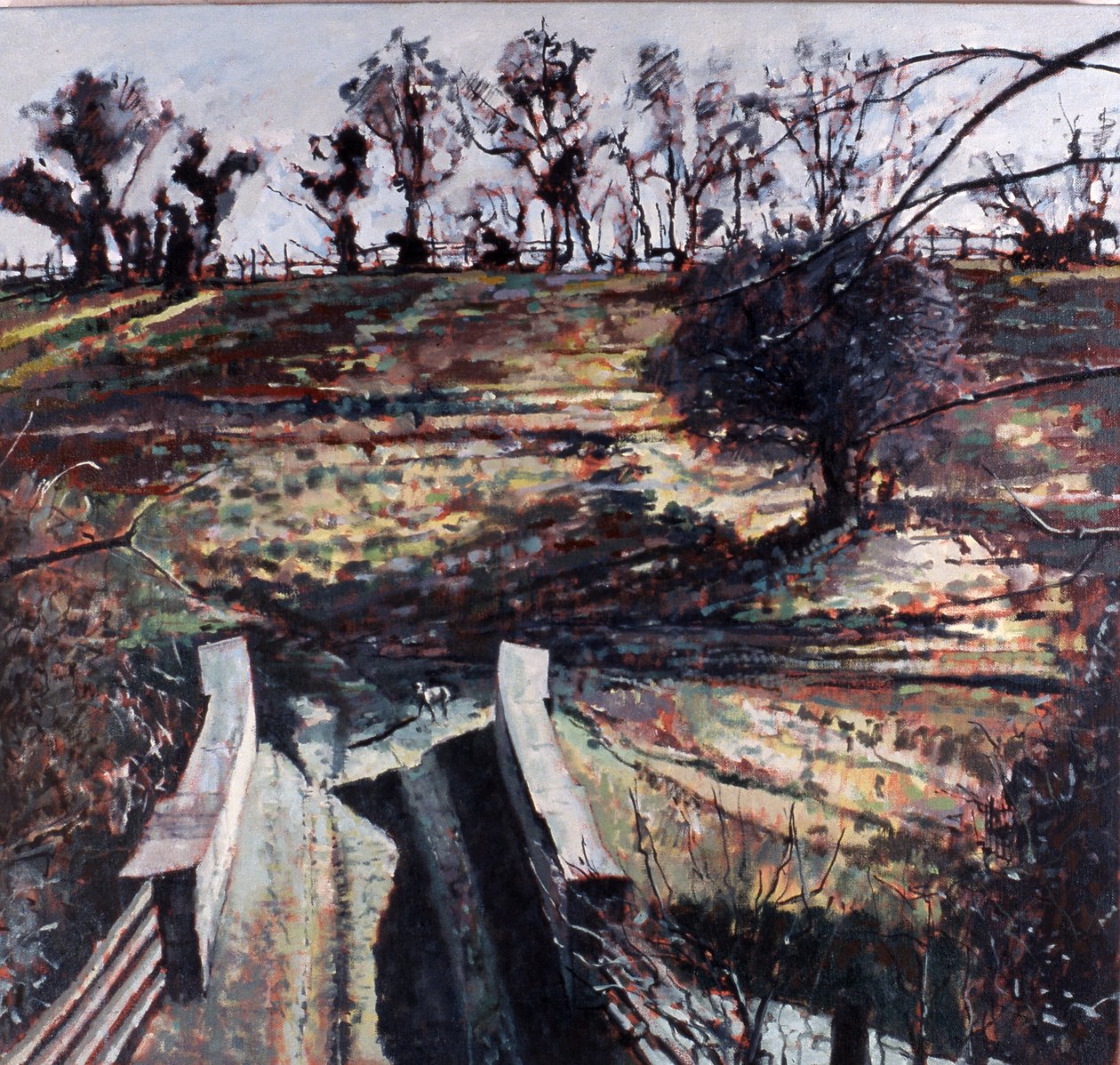 Ponte e cão, 2000 (óleo sobre tela) de Peter Wilson