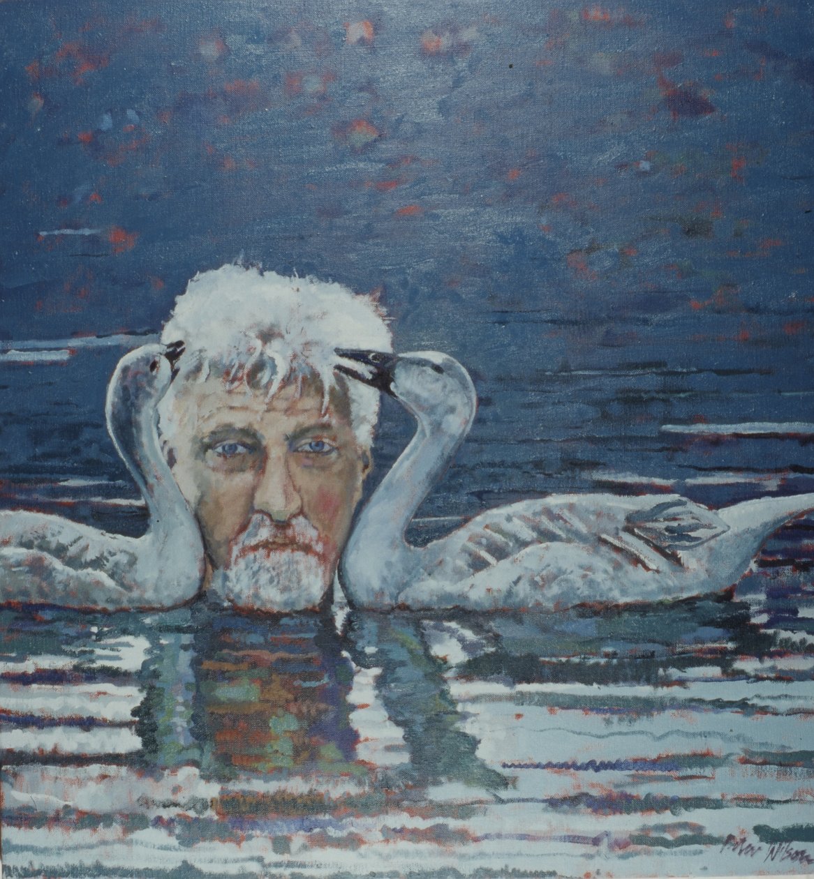 Conrad Lorenz com Goslings, 2000 (óleo sobre tela) de Peter Wilson
