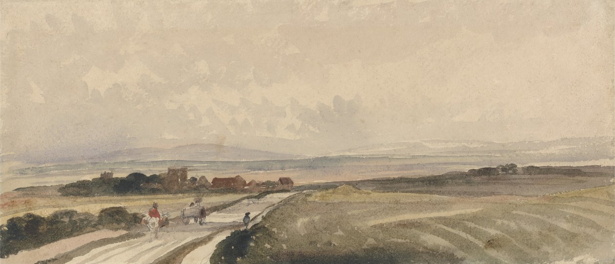 A Yorkshire Road (aquarela e grafite sobre papel) de Peter de Wint