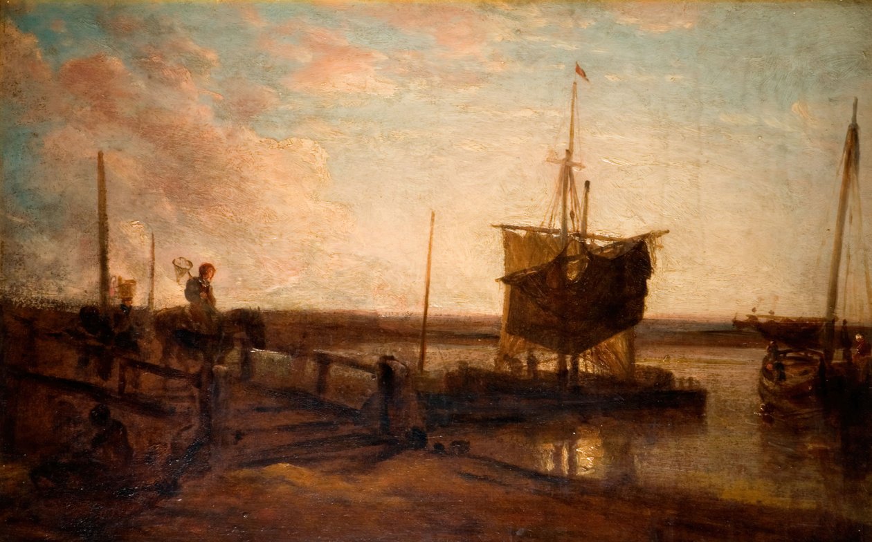Molhe com barcos, 1800-50. de Peter de Wint