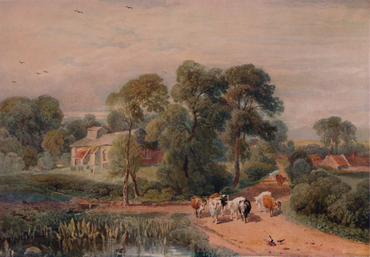 Cena de estrada com gado, século XIX, 1935 de Peter de Wint