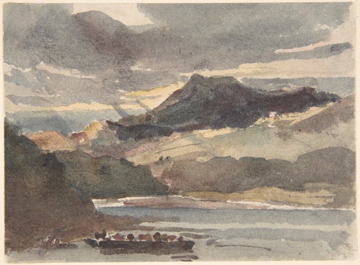 Esboço para «The Ferry» – Snowdon, visto de Lyyn Padran, no Norte de Gales de Peter de Wint