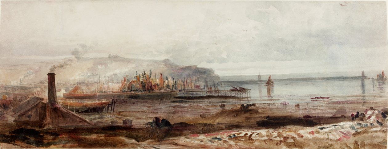 Vista de um Porto, cerca de 1830-1840 (aguarela) de Peter de Wint