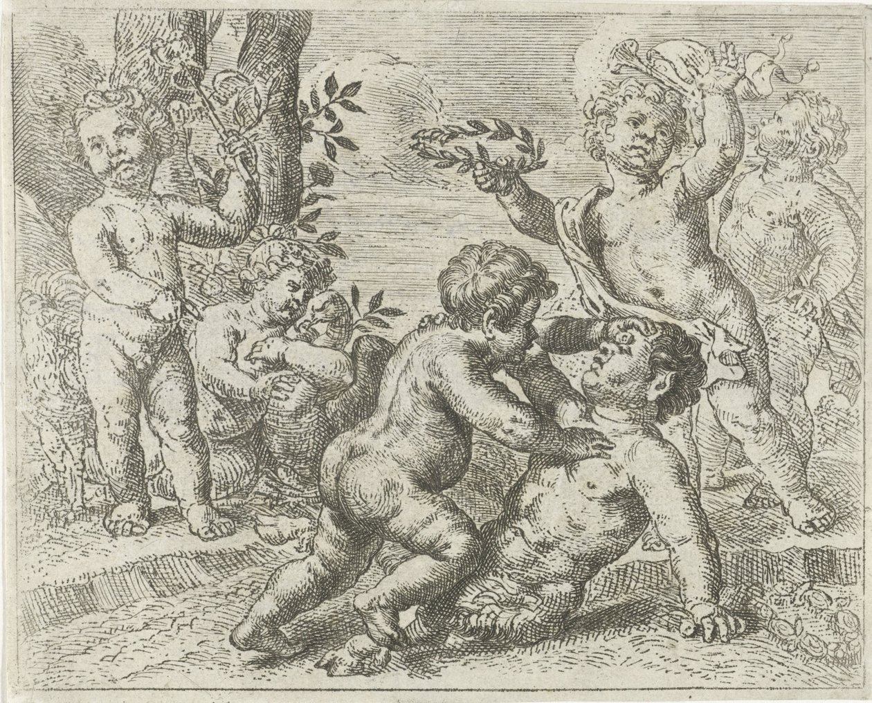 Lutando contra o putti
Batalha entre virtude e vício de Peter van Lint