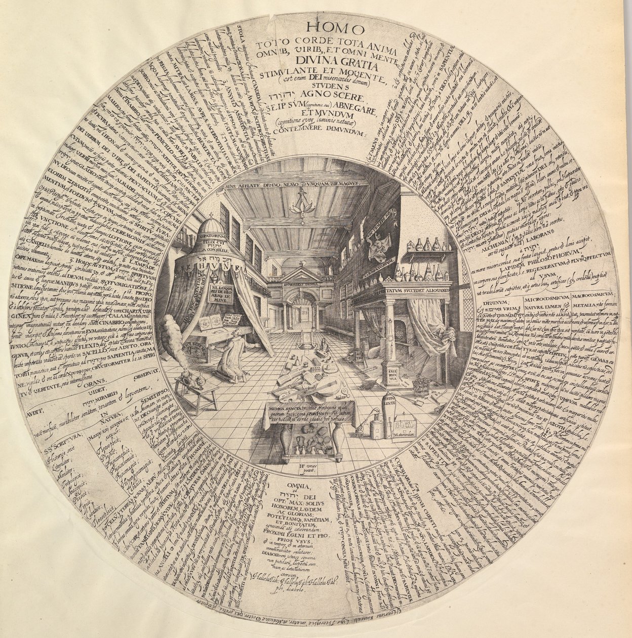 O Laboratório do Alquimista de Heinrich Khunrath, Amphiteatrum sapientiae aeternae.n.d. de Peter van der Doort