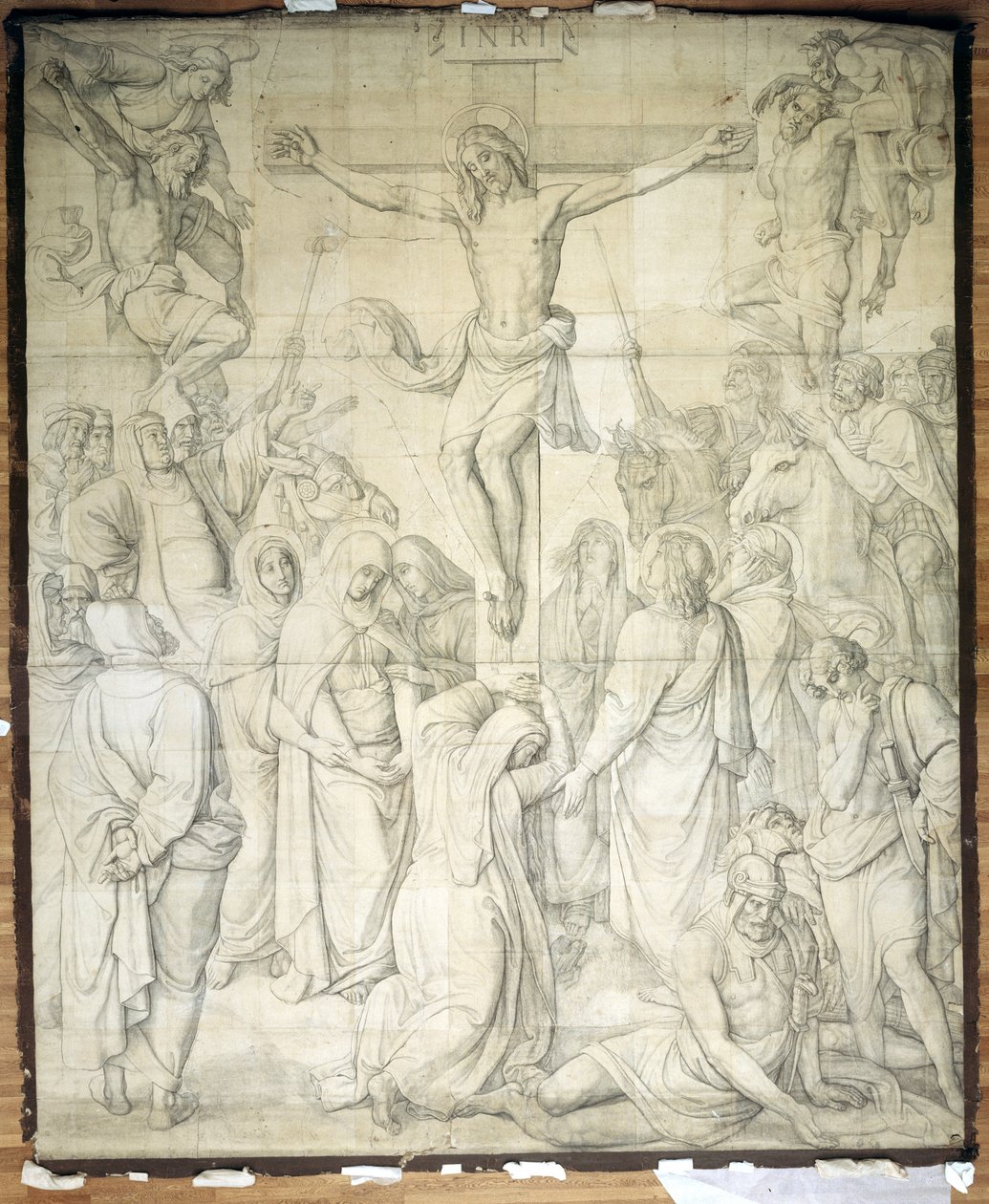 Cristo na cruz. Cartão para os frescos da igreja de São Luís em Munique de Peter von Cornelius
