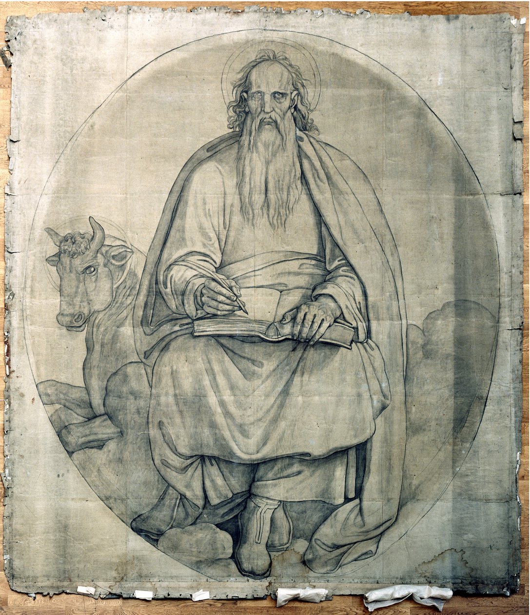 São Lucas Evangelista. Cartão para os frescos da igreja de São Luís em Munique de Peter von Cornelius