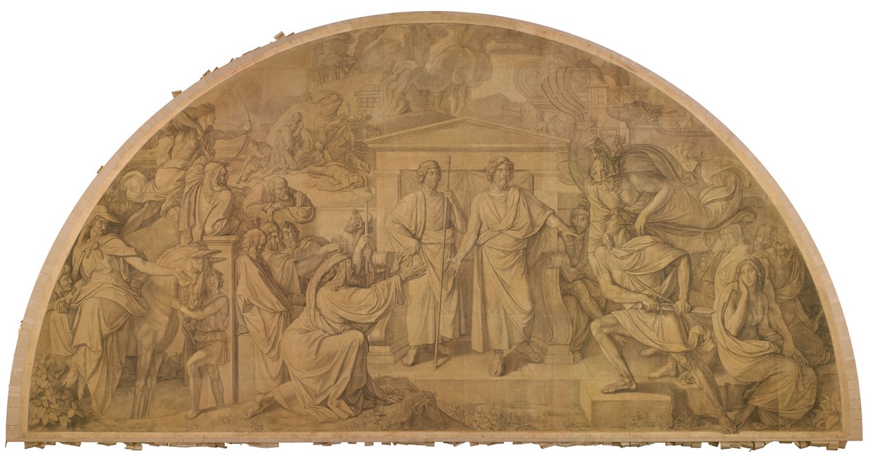 A ira de Aquiles, tímpano. Cartão para as pinturas do tecto da Gliptoteca de Munique de Peter von Cornelius