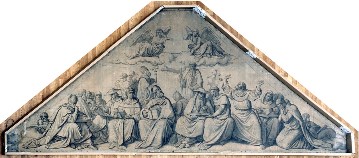 Doutores da Igreja e fundadores de ordens religiosas. Cartão para os frescos da igreja de São Luís, em Munique de Peter von Cornelius