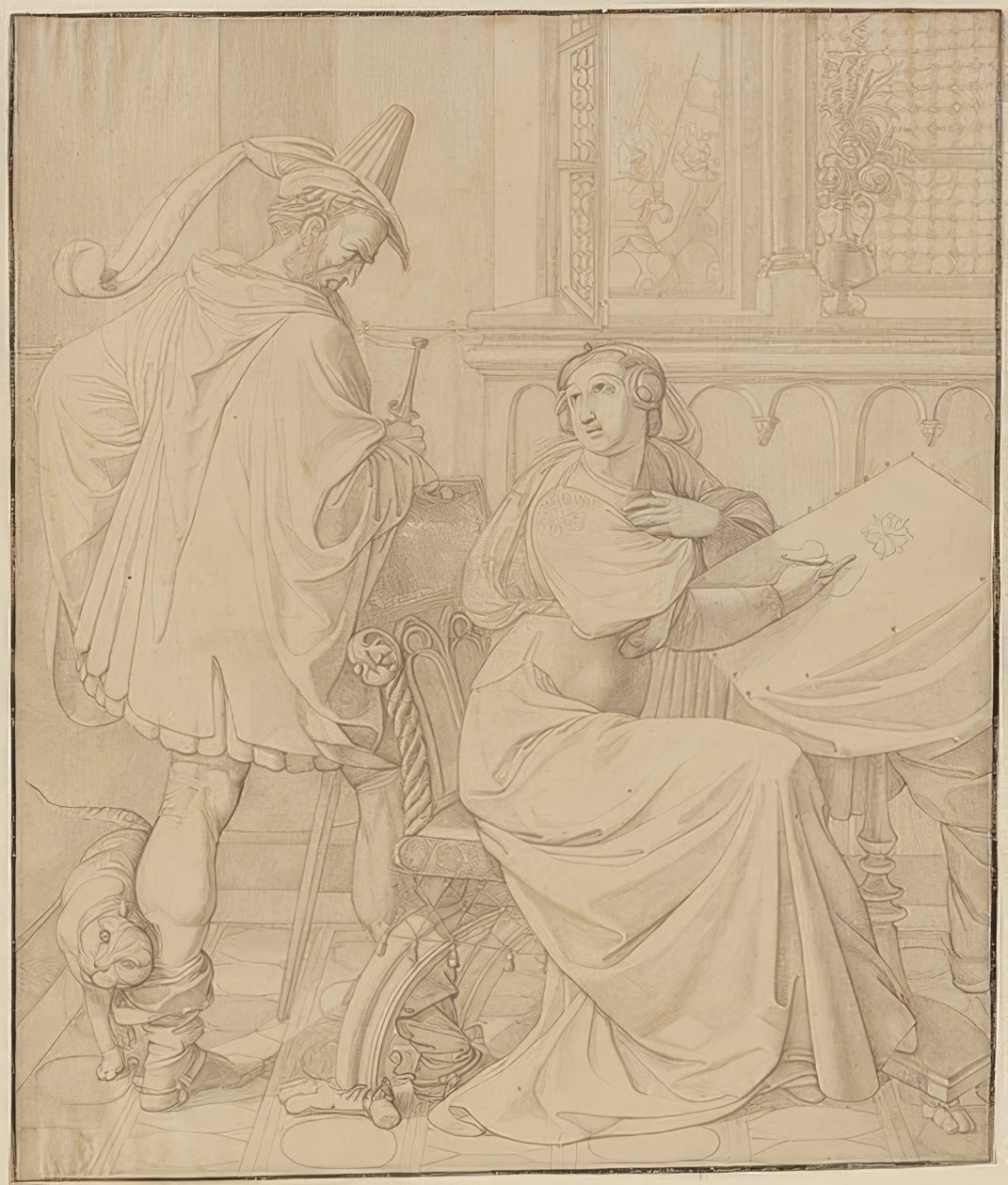 Sete desenhos dos Nibelungos: 3. Traição de Hagen. 1812-17 de Peter von Cornelius