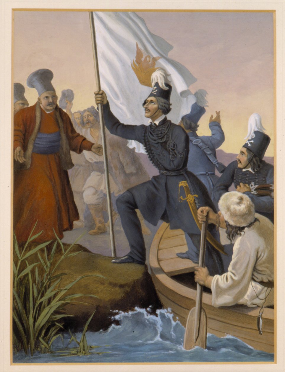 Alexandros Ypsilantis atravessando o rio Prouthos, fevereiro de 1821 de Peter von Hess