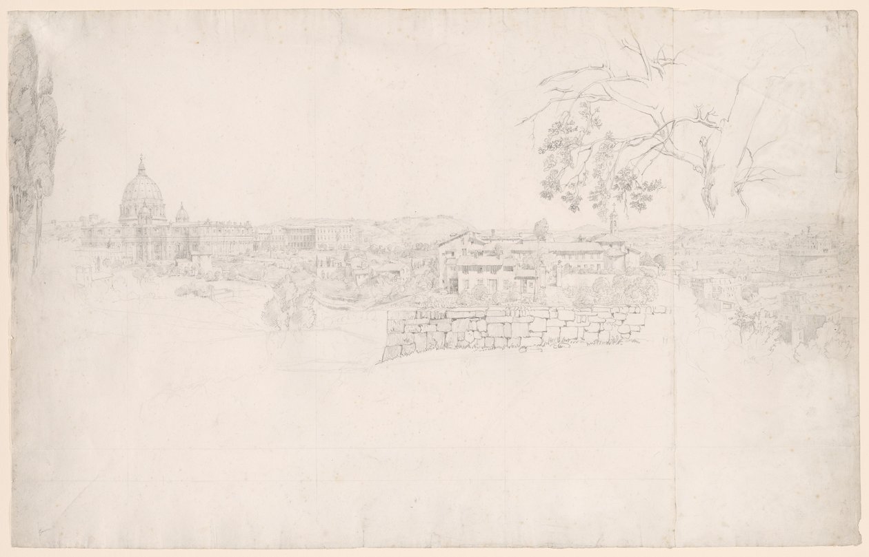 Panorama de fantasia de Roma de São Pedro ao Castel San Angelo de Peter von Hess