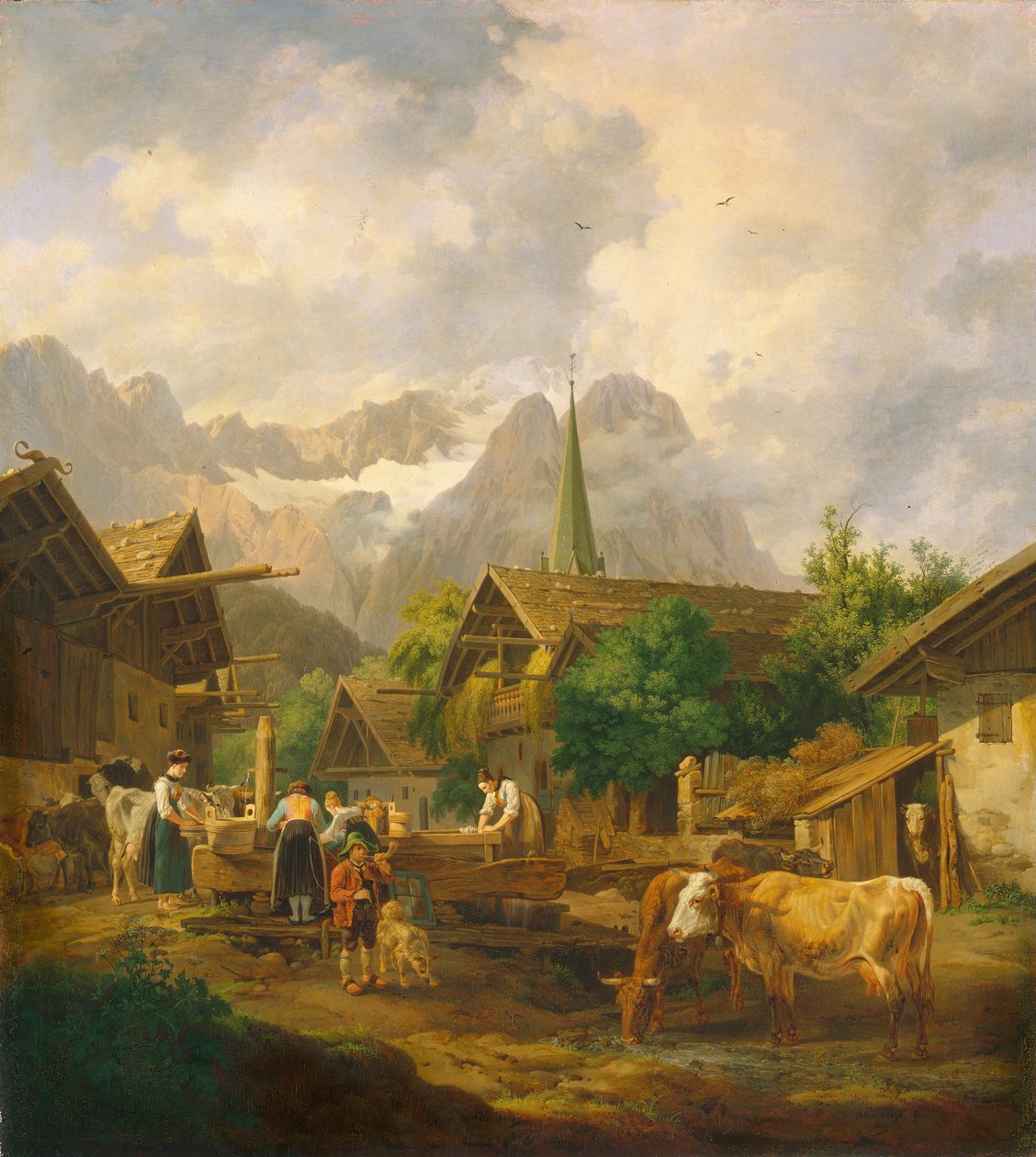 Amanhecer em Partenkirchen, 1819 de Peter von Hess