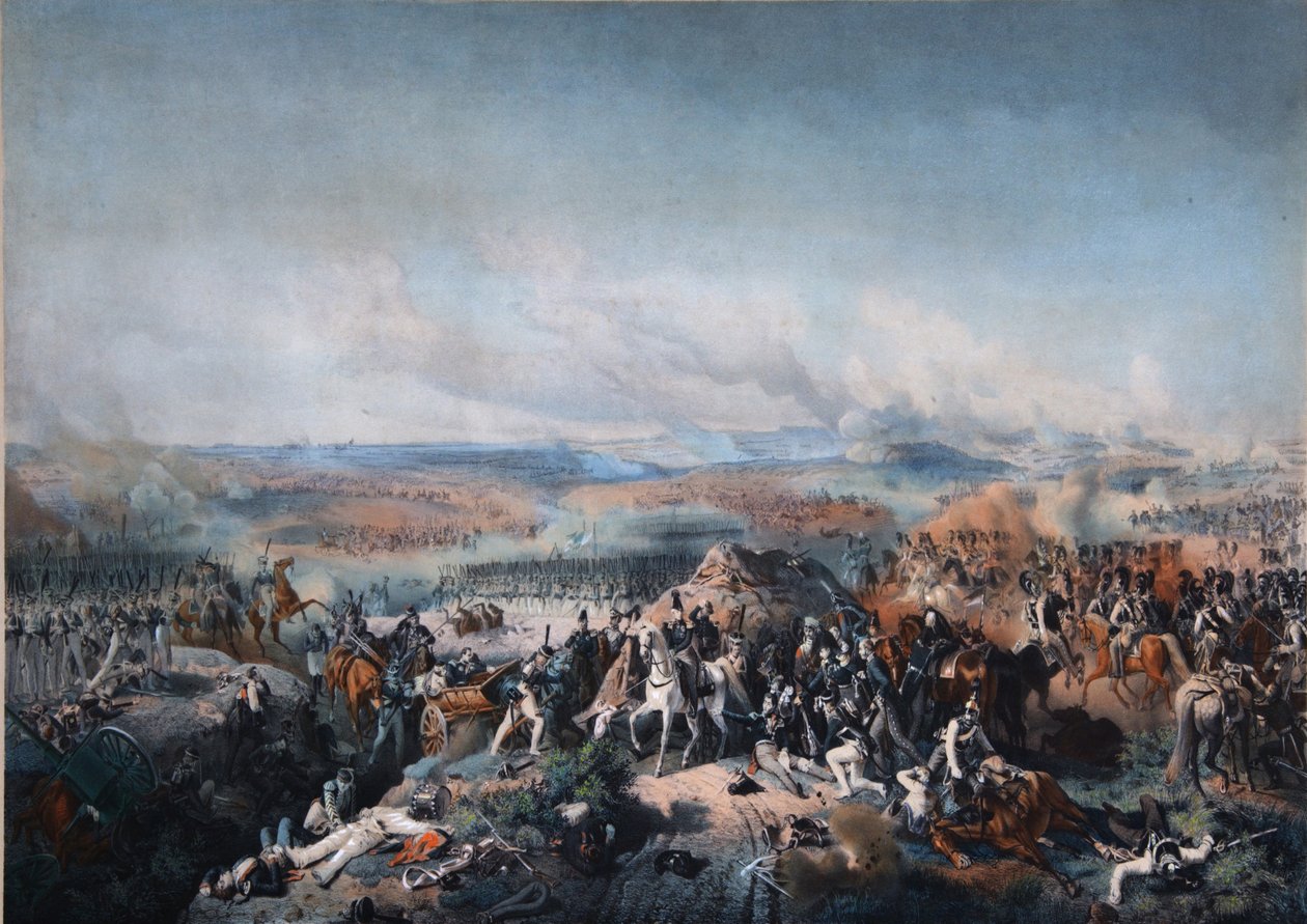 A Batalha de Borodino em 26 de agosto de 1812, primeiro trimestre do século XIX. de Peter von Hess