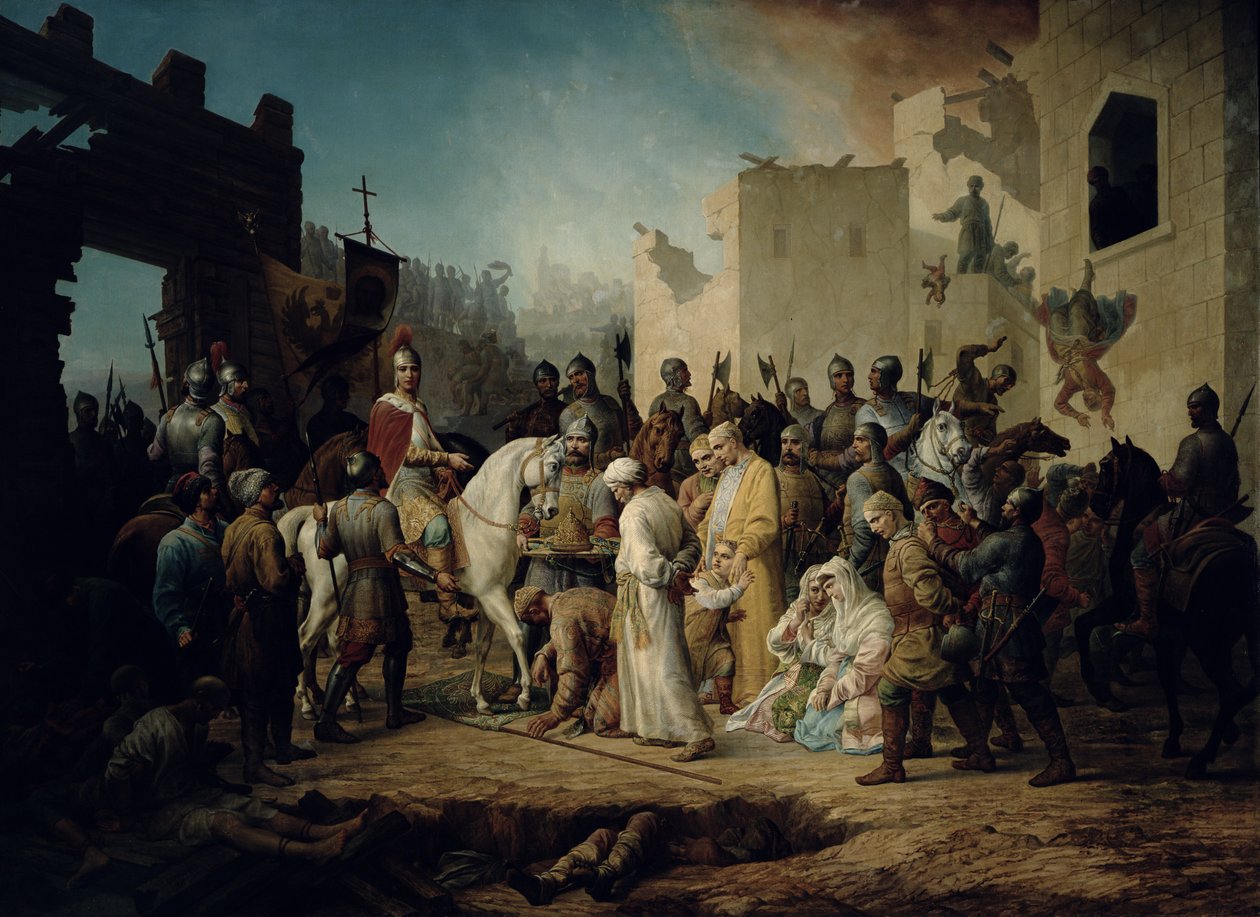 Czar Ivan IV conquistando Kazan em 1552, 1894 de Petr Mikhailovich Shamshin