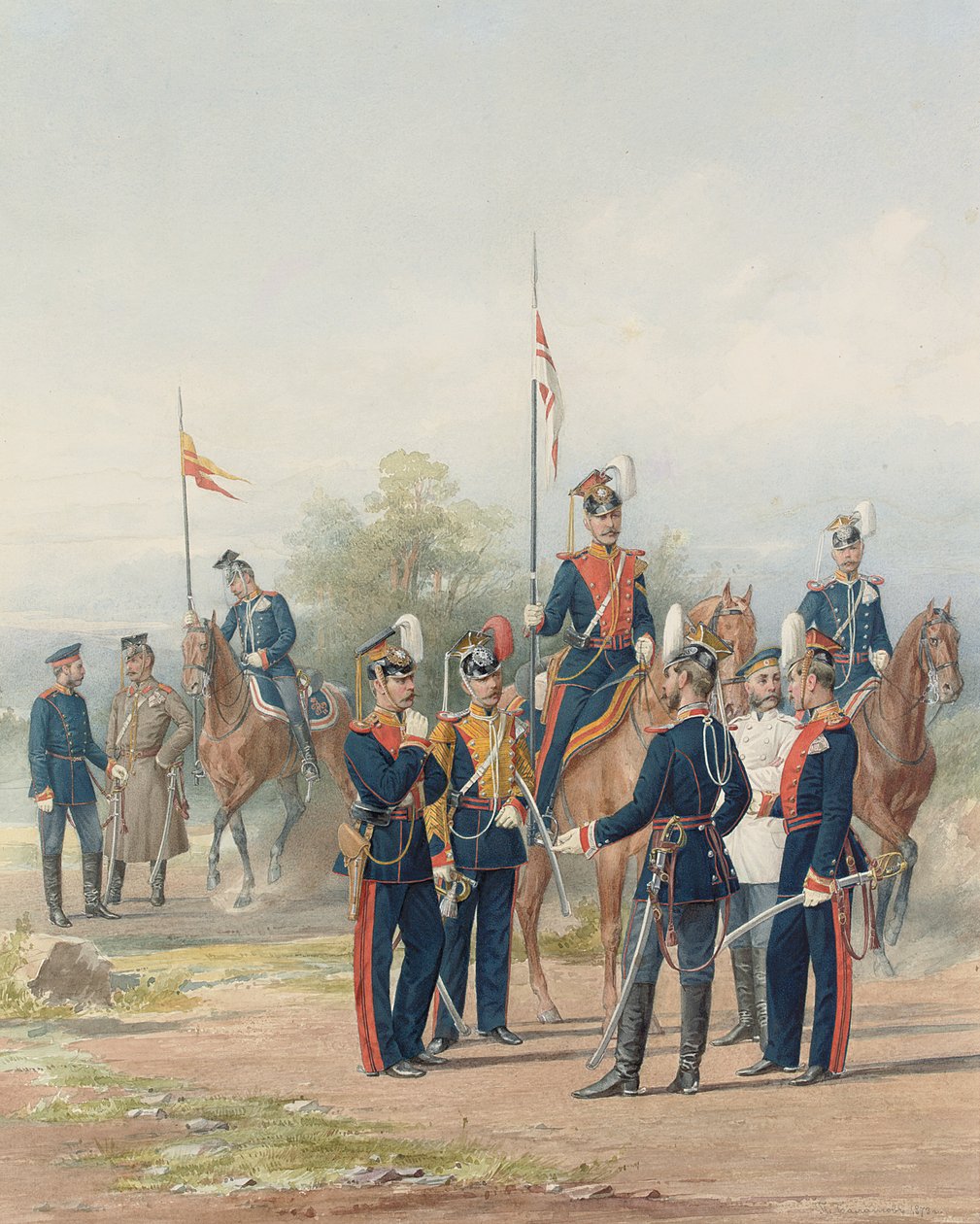 Um Grupo de Oficiais e Soldados dos Regimentos de Guarda-vidas da Guarda de Vida de Suas Majestades, 1873 de Petr Balashov