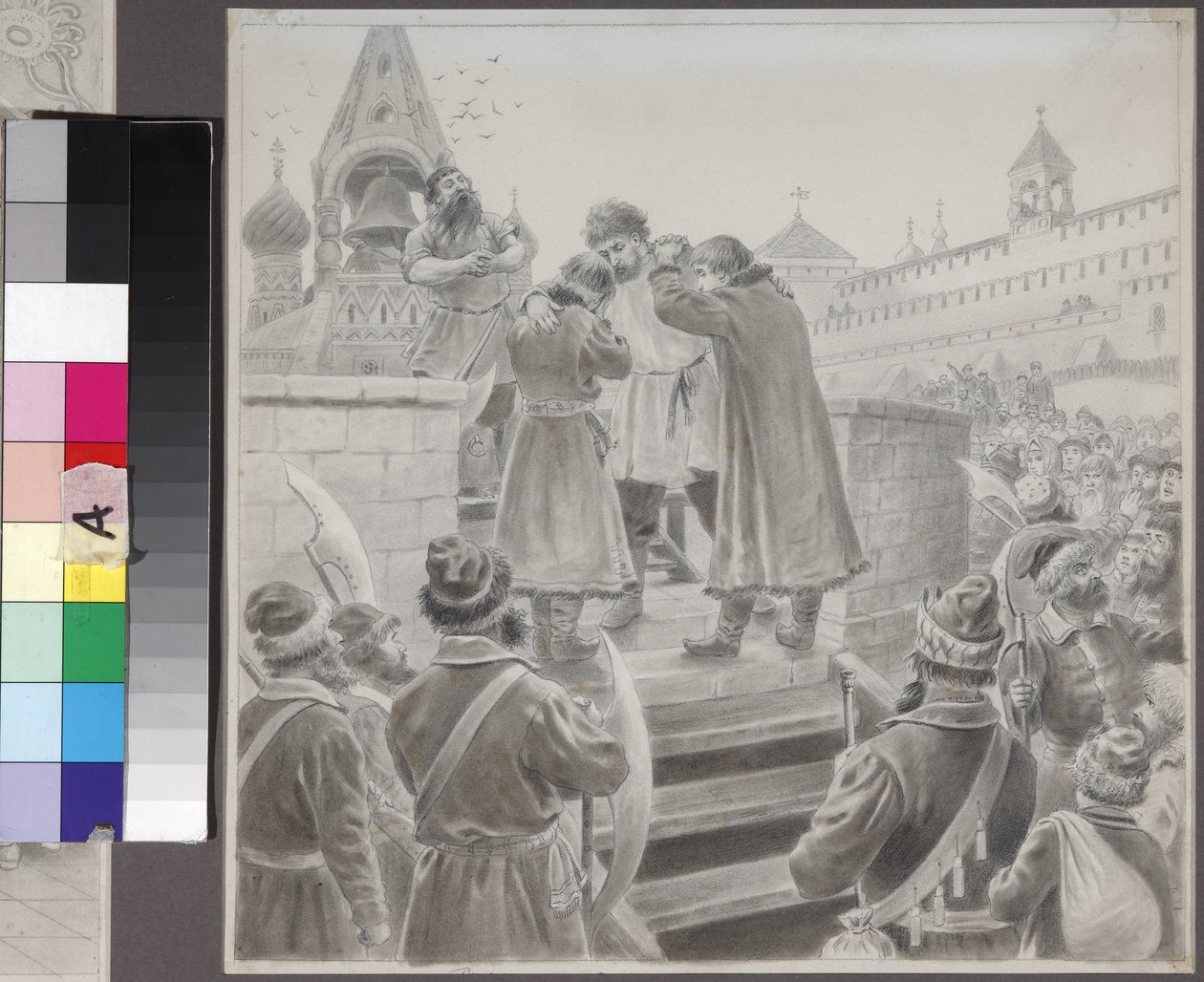 Ilustração do poema A Canção do Mercador Kalashnikov de M. Lermontov par Korovin, Pyotr Ivanovich (1857-1919), - Lápis sobre Papel - Museu Estadual Lermontov Tarkhany de Petr Korovin