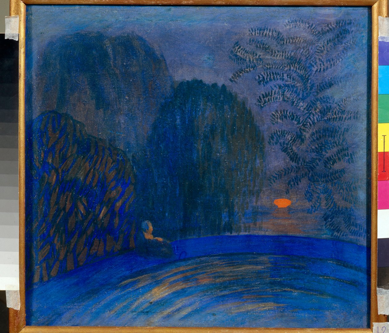 "Motivo Lunar" Paisagem Lunar Pintura de Pyotr Savvich Utkin (1877-1934) 1906 Dim 46x44 cm Tempera sobre tela Coleção Particular de Petr Savvic Utkin
