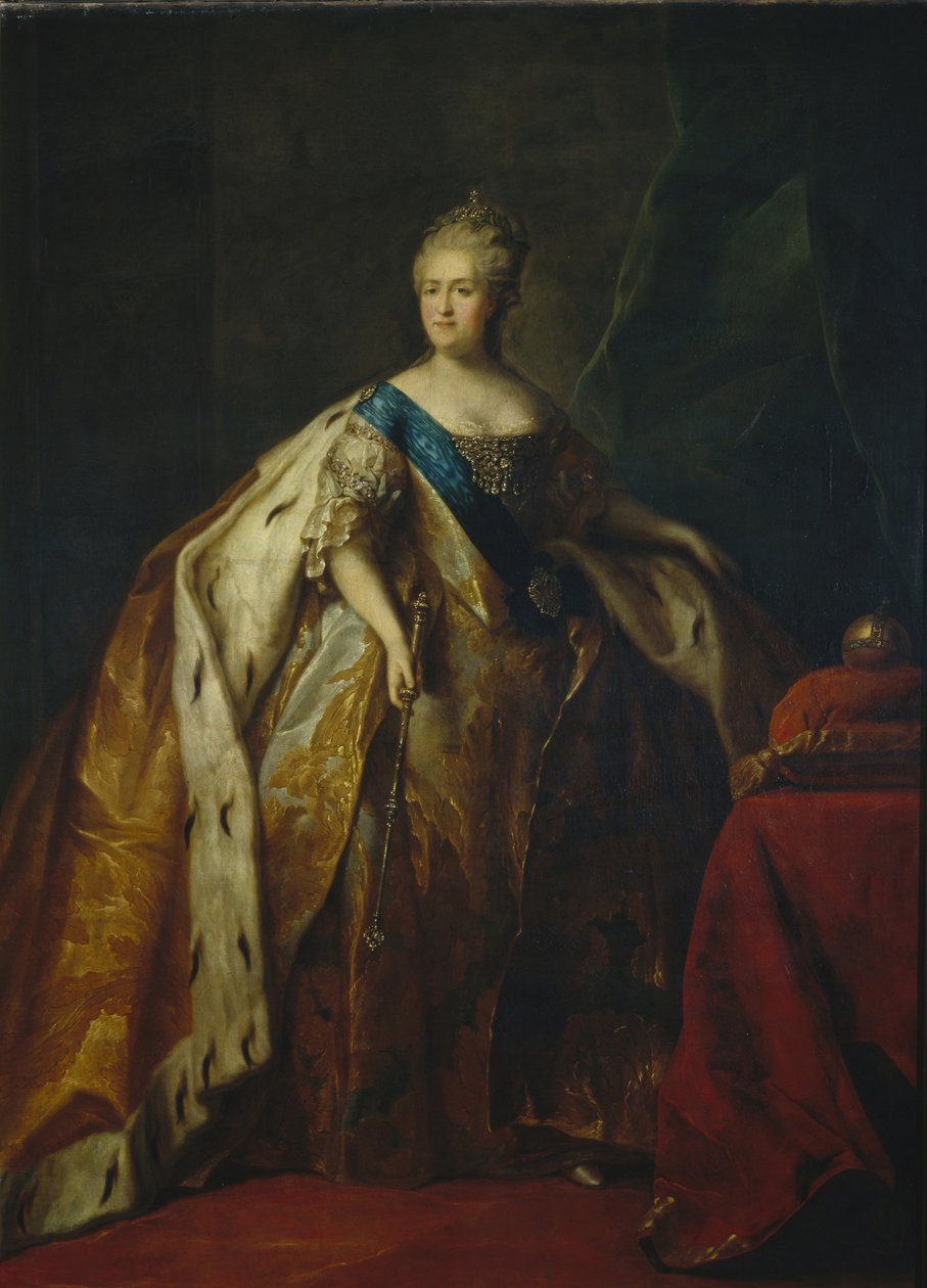 Retrato da Imperatriz Catarina II 1729-1796, 1796 de Petro Semyonovich Drozhdin