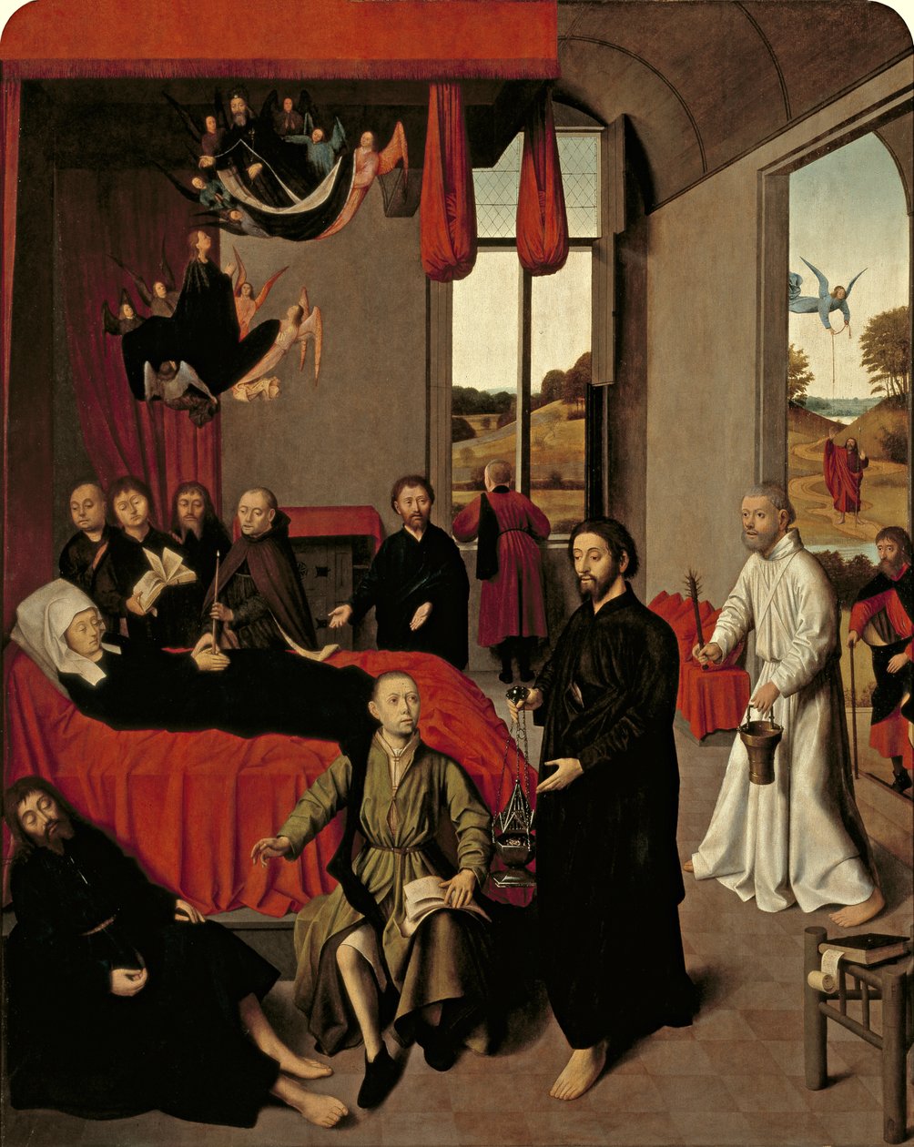 A Morte da Virgem, c.1460-65 (óleo em carvalho transferido para mogno e embalado) de Petrus Christus