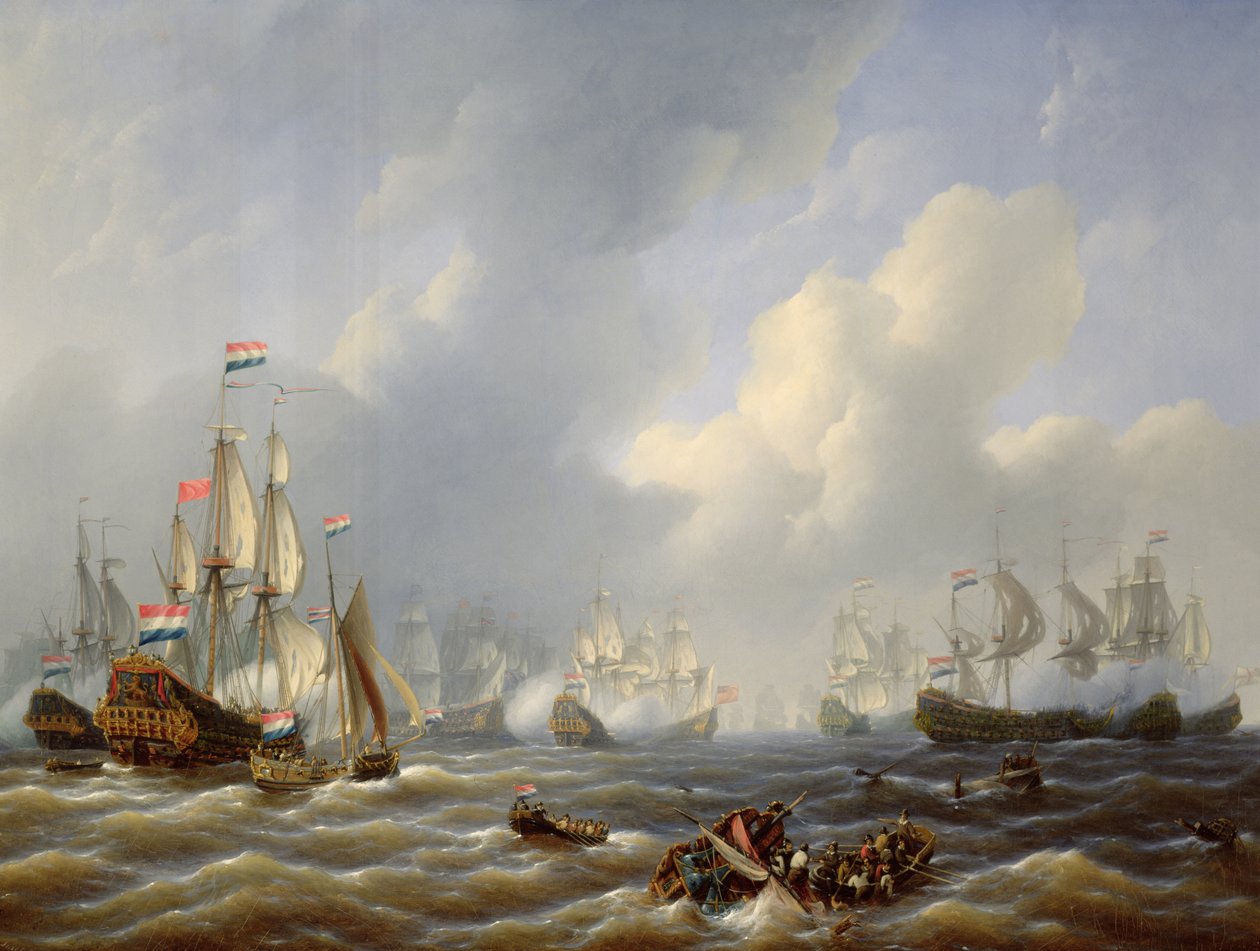 A batalha de Camperdown em 11 de outubro de 1797 óleo sobre tela de Petrus Johann Schotel