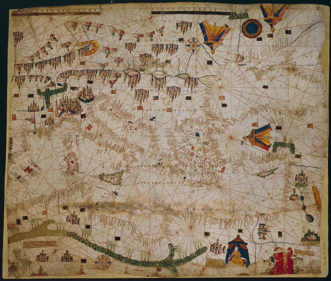 Carta náutica do mar Mediterrâneo e do mar Negro de Petrus Roselli