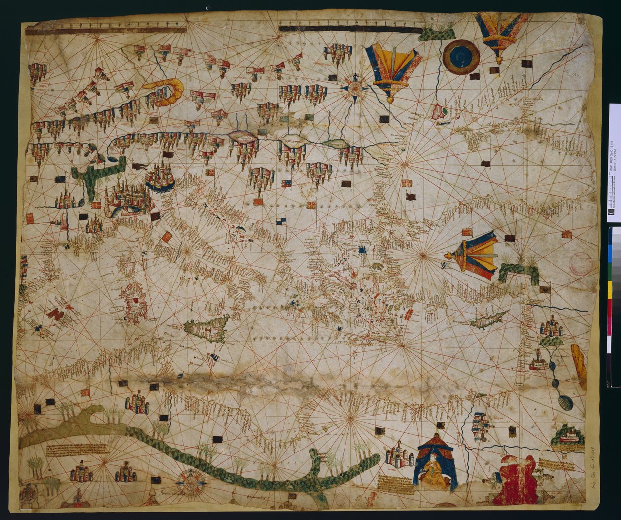 Carta náutica do mar Mediterrâneo e do mar Negro de Petrus Roselli