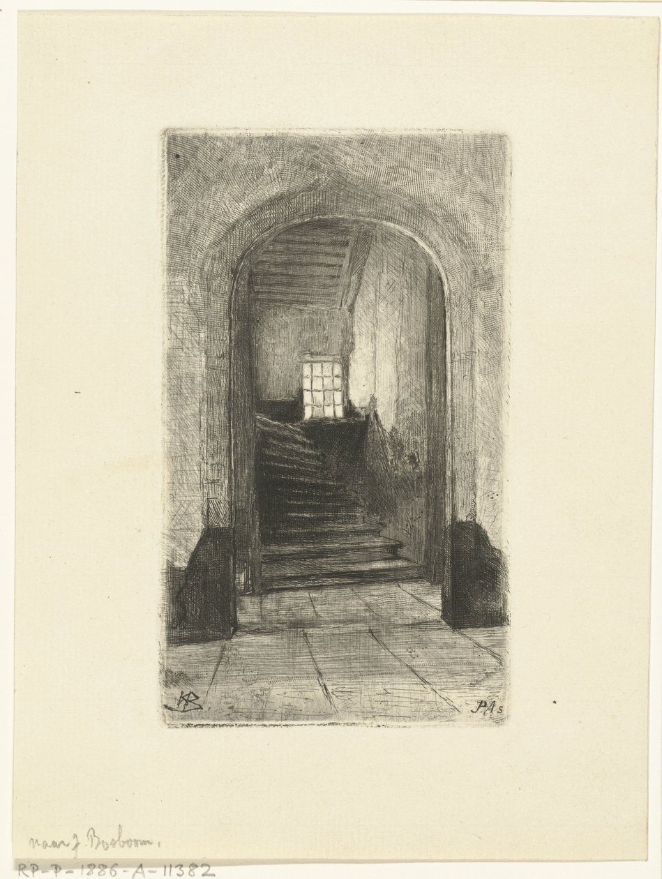Vista das escadas no Prinsenhof em Delft de Petrus Johannes Arendzen