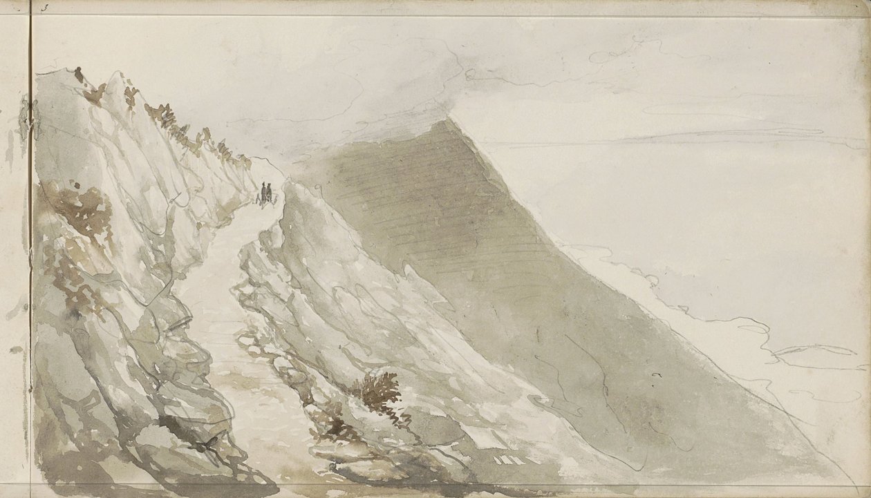 Figuras em um caminho ao longo de uma costa rochosa de Petrus Johannes Schotel