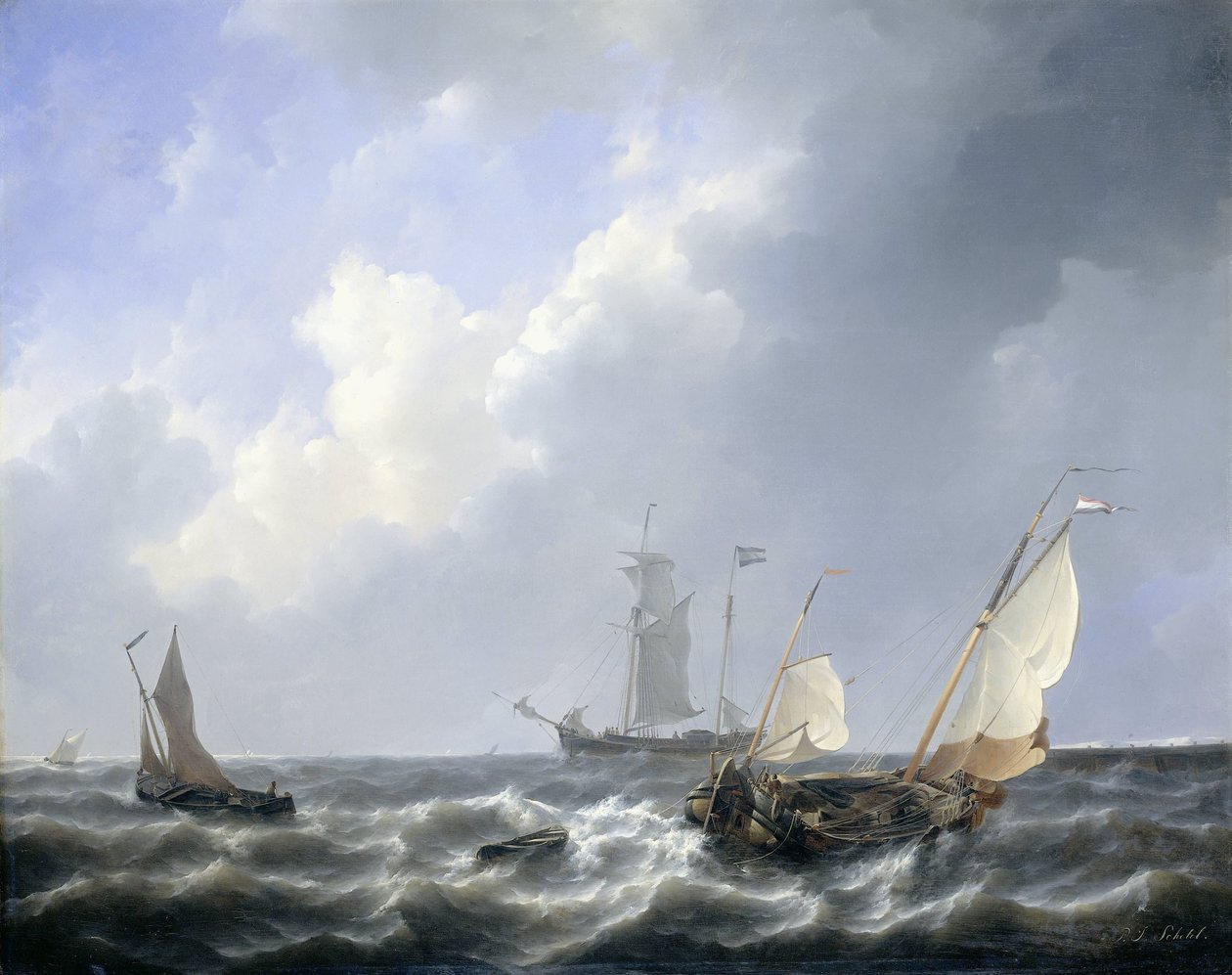 Paisagem das águas da Zeeland, perto da Ilha de Schouwen de Petrus Johannes Schotel