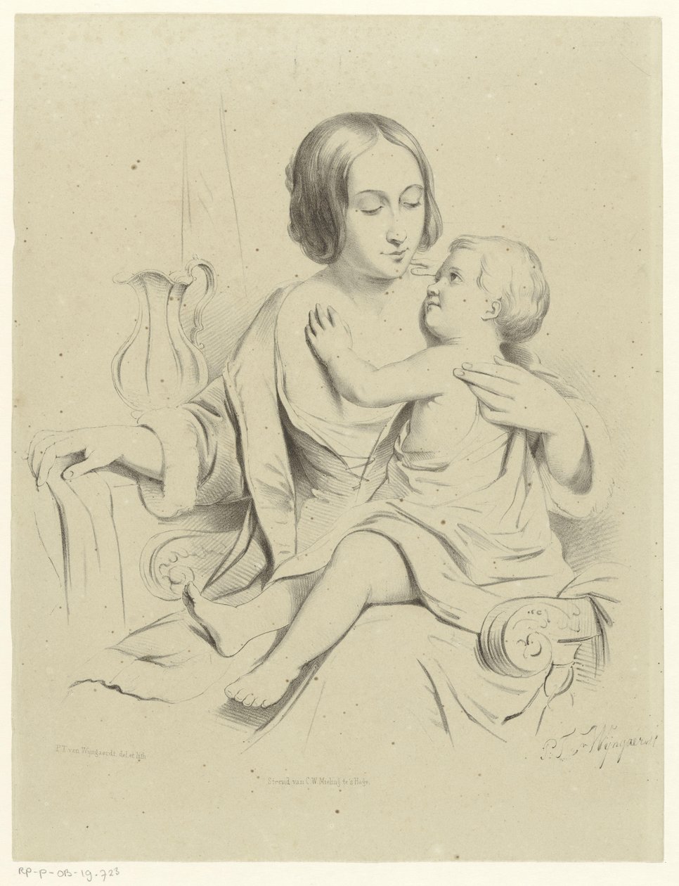 Mãe com filho no colo de Petrus Theodorus van Wijngaerdt
