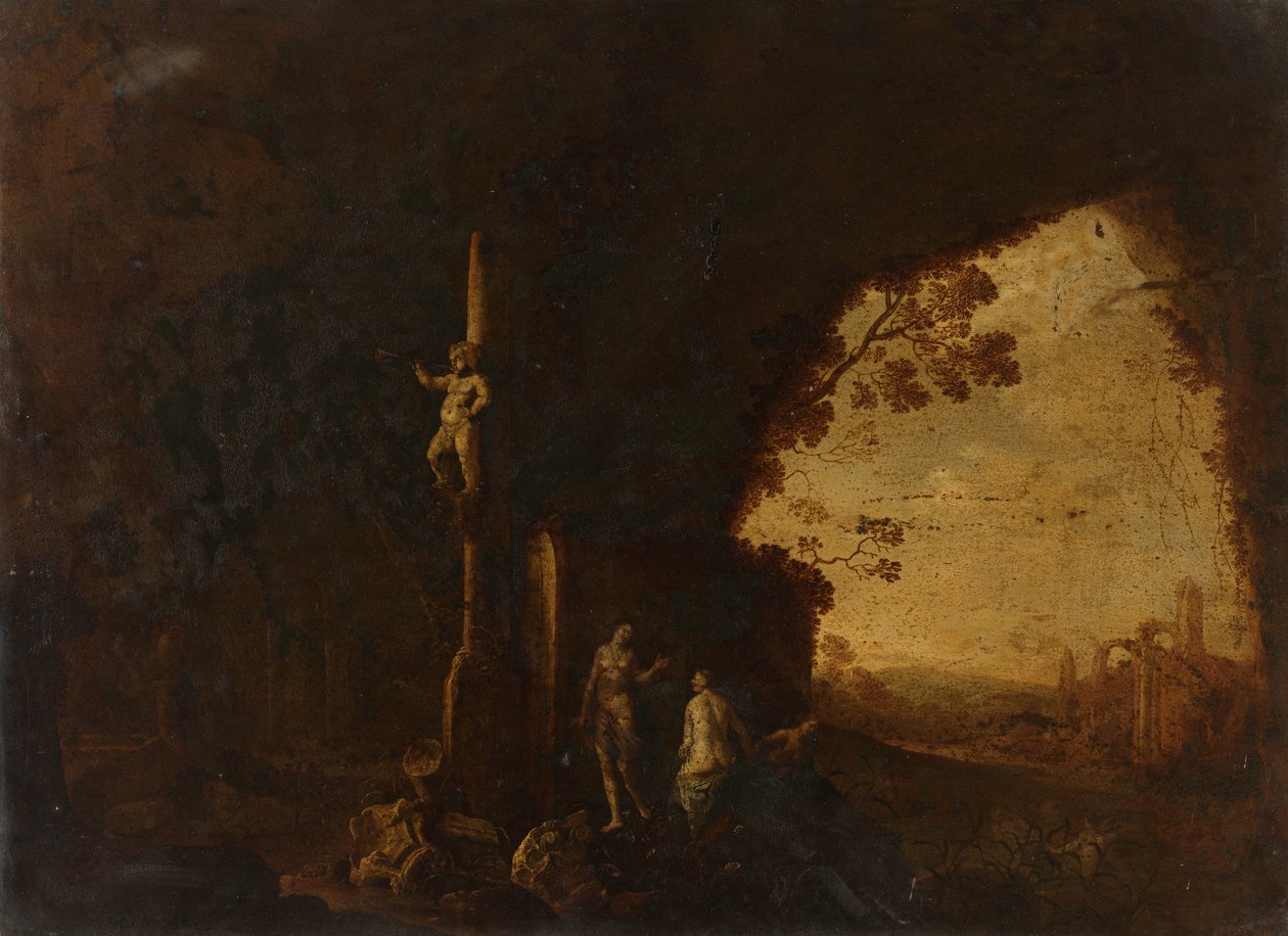 Ninfas numa Caverna com Ruínas Antigas de Petrus van Hattich