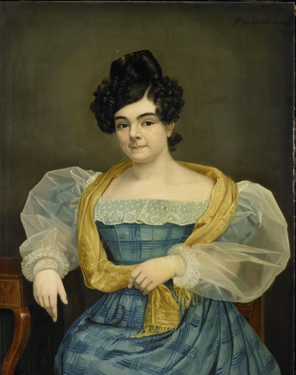 Retrato de Adriana Johanna van Wijck, Esposa de Johannes Ploos van Amstel de Petrus van Schendel