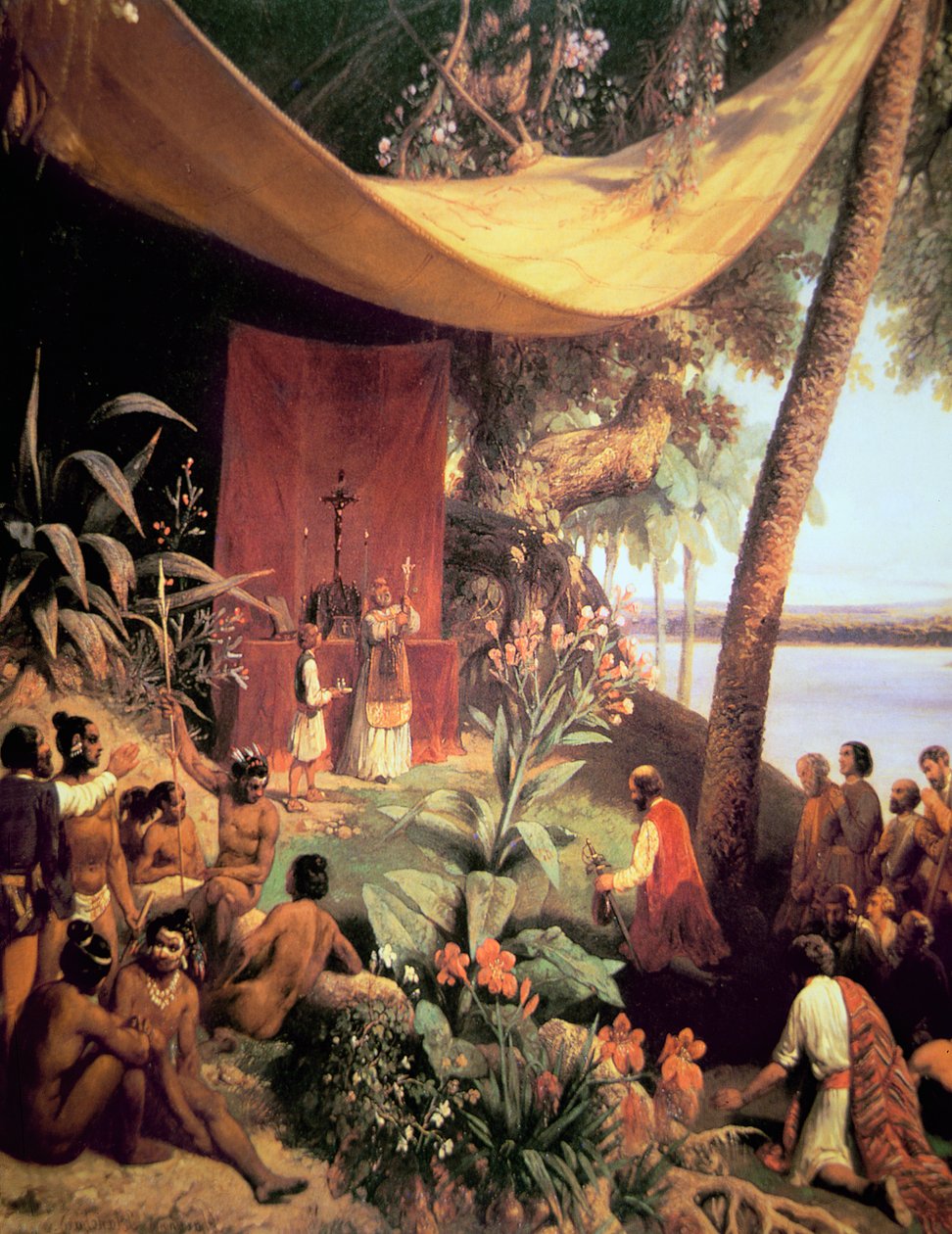 A primeira missa realizada nas Américas (óleo sobre tela) de Pharamond Blanchard