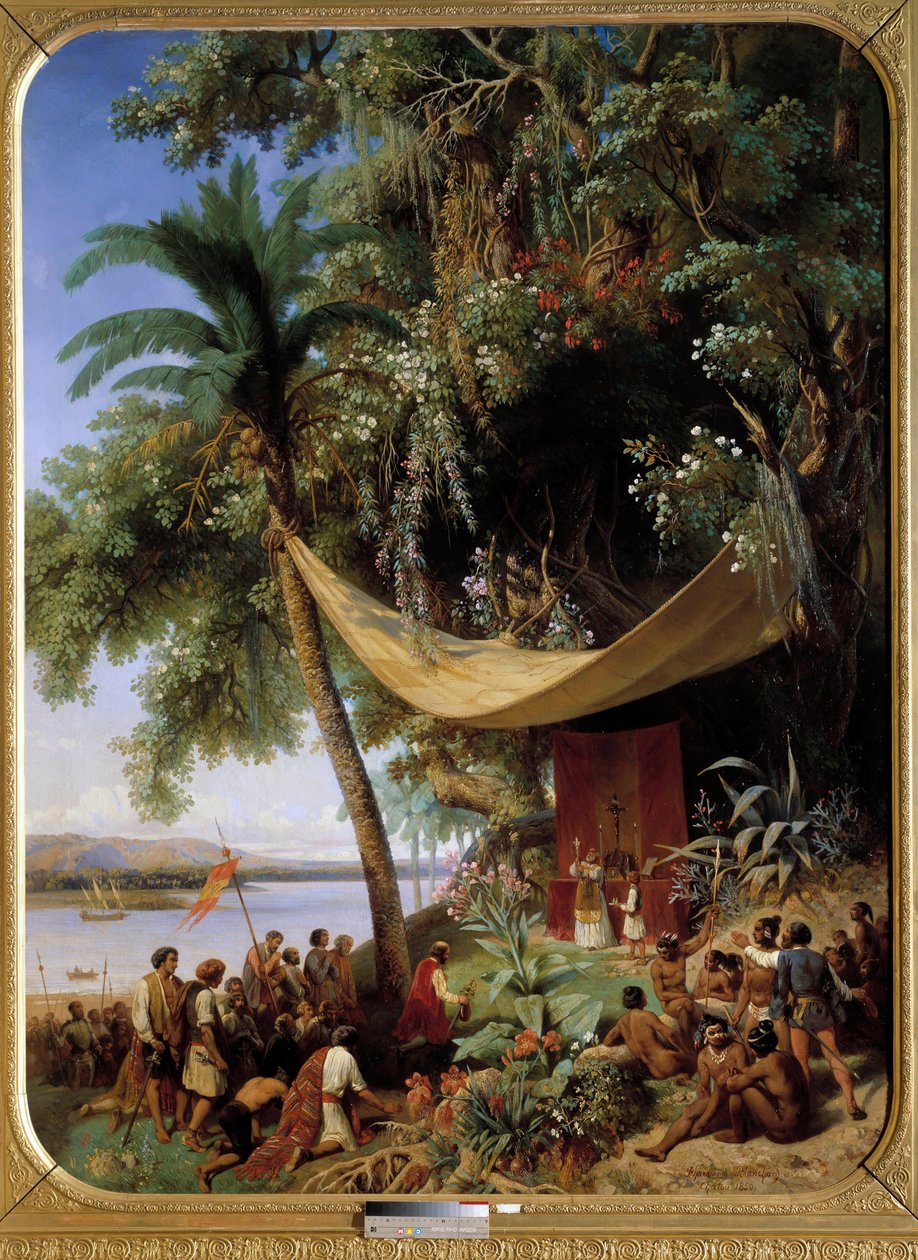 A primeira missa na América (século XV) Missa em Cuba em 1494 2ª viagem de Colombo a Havana) Pintura de Blanchard Pharamond (1805-1873) de Pharamond Blanchard