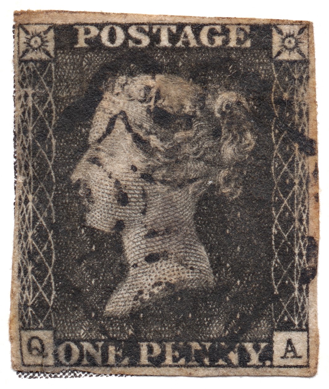 One Penny Black, o primeiro selo postal do mundo, c. 1840 de Philately