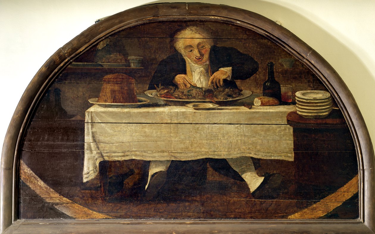 &39;Au Gourmand&39;, loja de sinal para Corcellet Delicatessen, Royal Palace Gallery de Philibert Louis Debucourt
