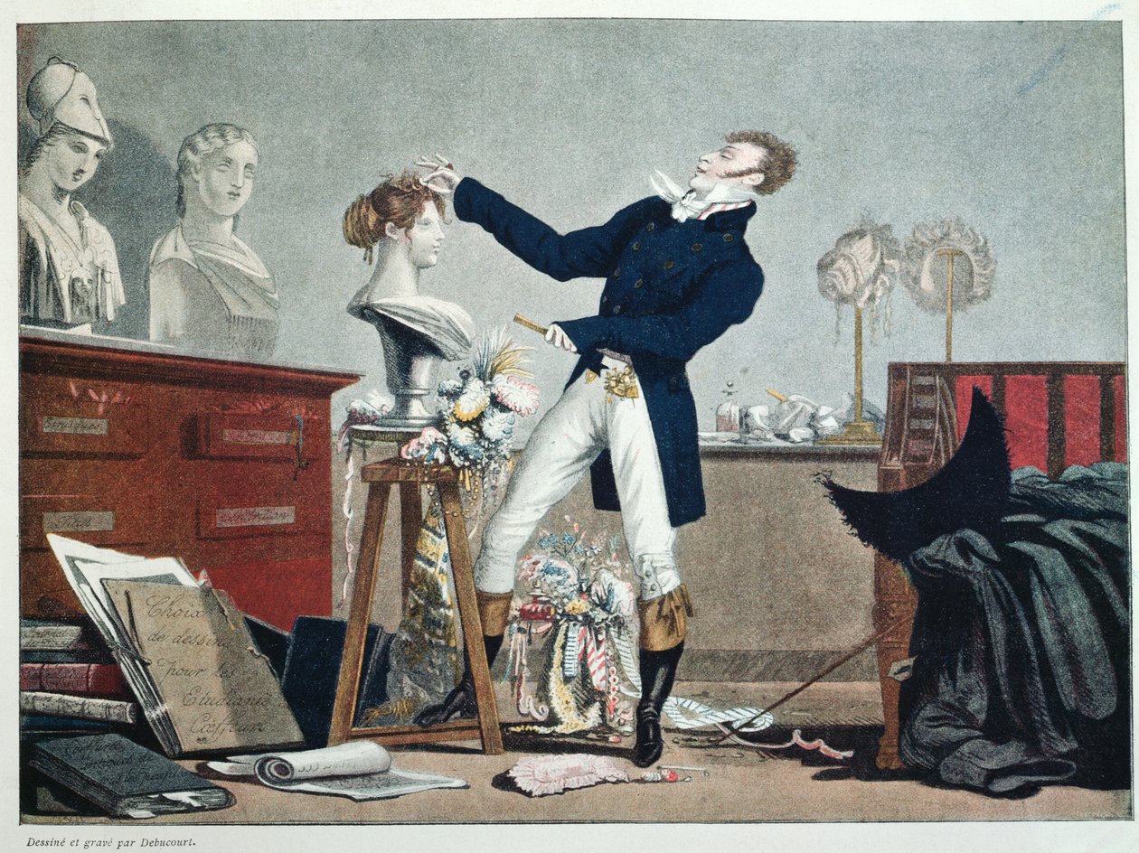 Preparando uma peruca de Philibert Louis Debucourt