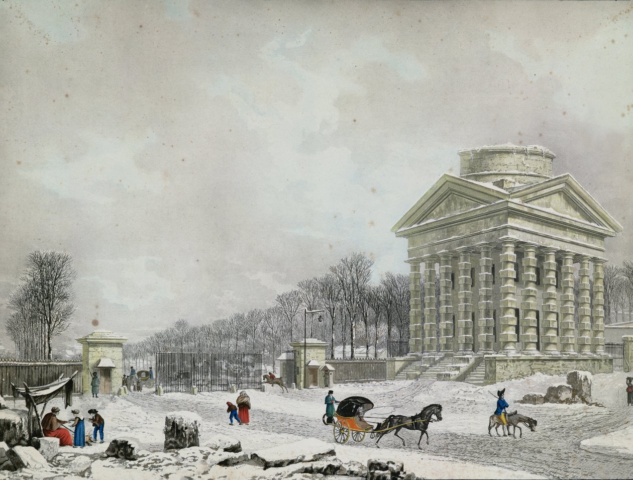 O Barriere de Champs-Elysees, 1808 (aquatinta) de Philibert Louis Debucourt