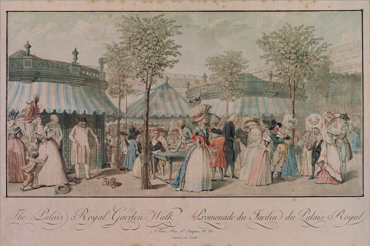 O Palais Royal Garden Walk, 1787 de Philibert Louis Debucourt