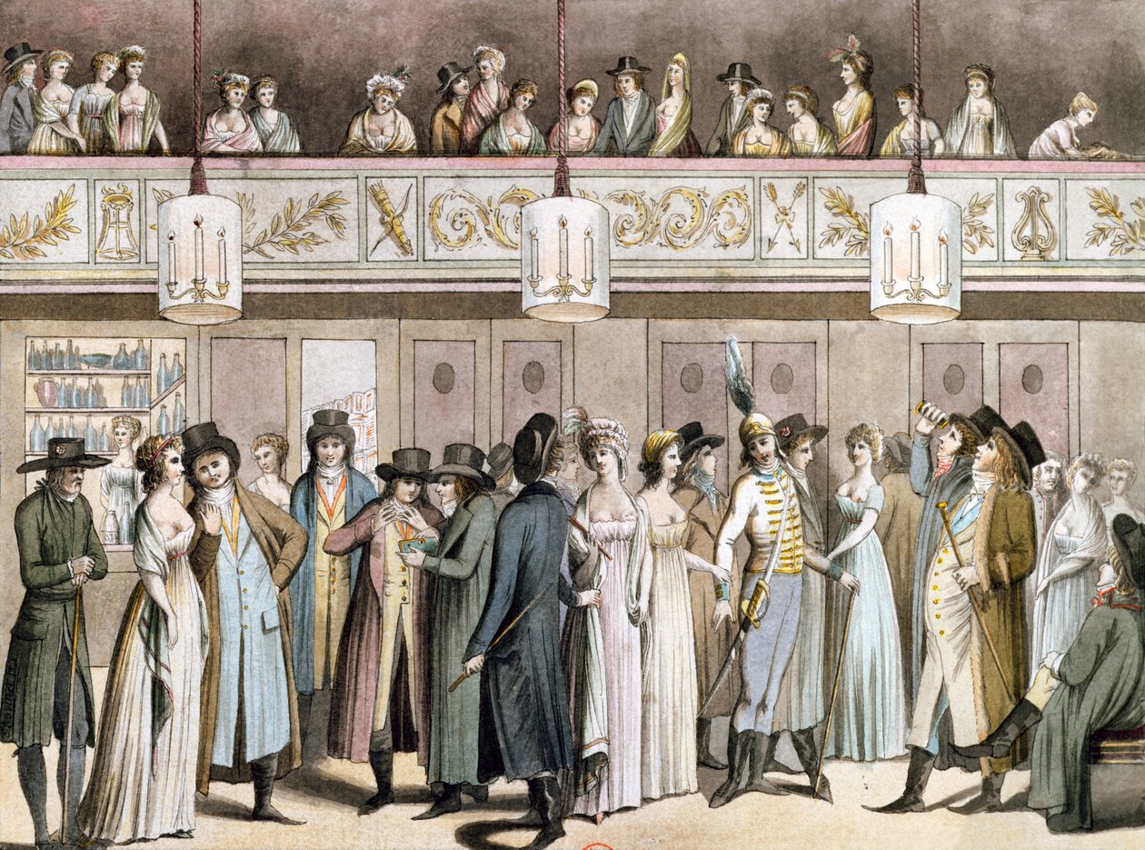 O Palais Royal Walk, 1792 de Philibert Louis Debucourt
