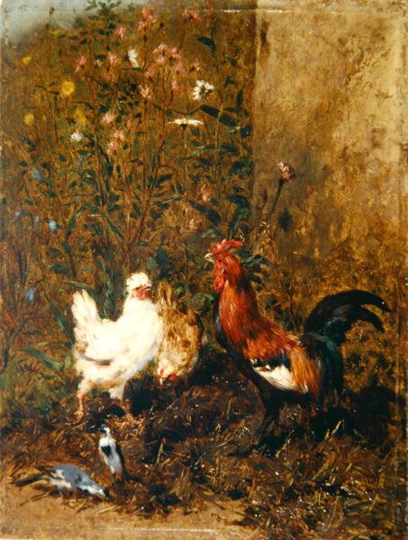 Frangos e Aves (óleo sobre painel) de Philibert Leon Couturier