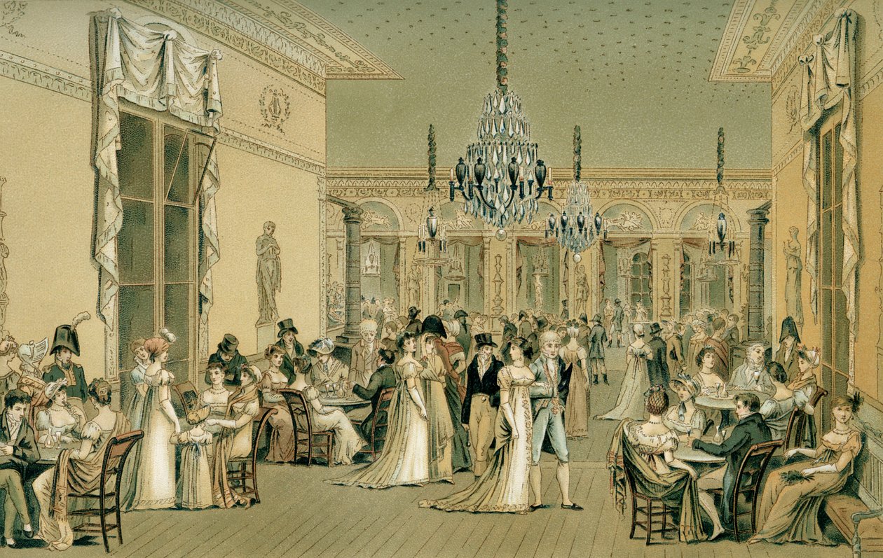 Salon no Café Frascati, Paris (O Grande Salão de Frascati) de Philibert Louis Debucourt