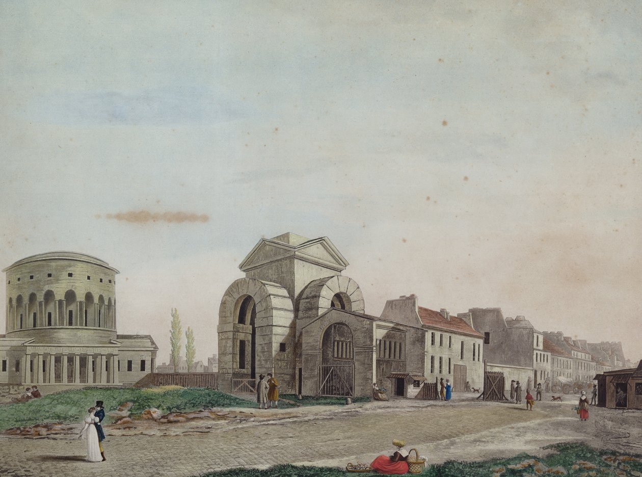 Barrière du Faubourg Saint-Martin, 1809 (lápis e tinta colorida) de Philibert Louis Debucourt